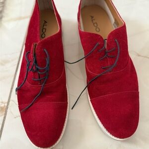 Aldo Men's Vibrant Red Suede Oxfords
